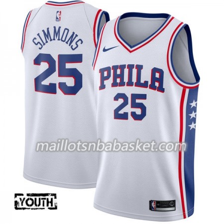 Maillot Enfant Philadelphia 76ers Ben Simmons 25 Nike 2017-18 Blanc Swingman